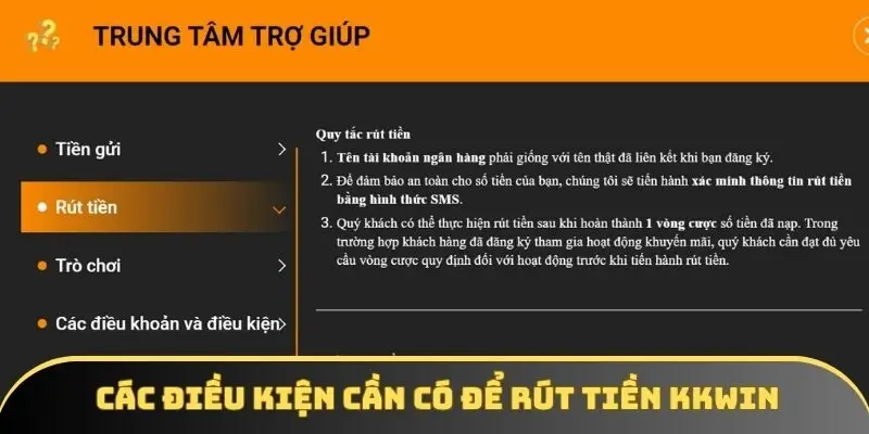 Các điều kiện cần có để rút tiền KKWIN Các điều kiện cần có để rút tiền KKWIN